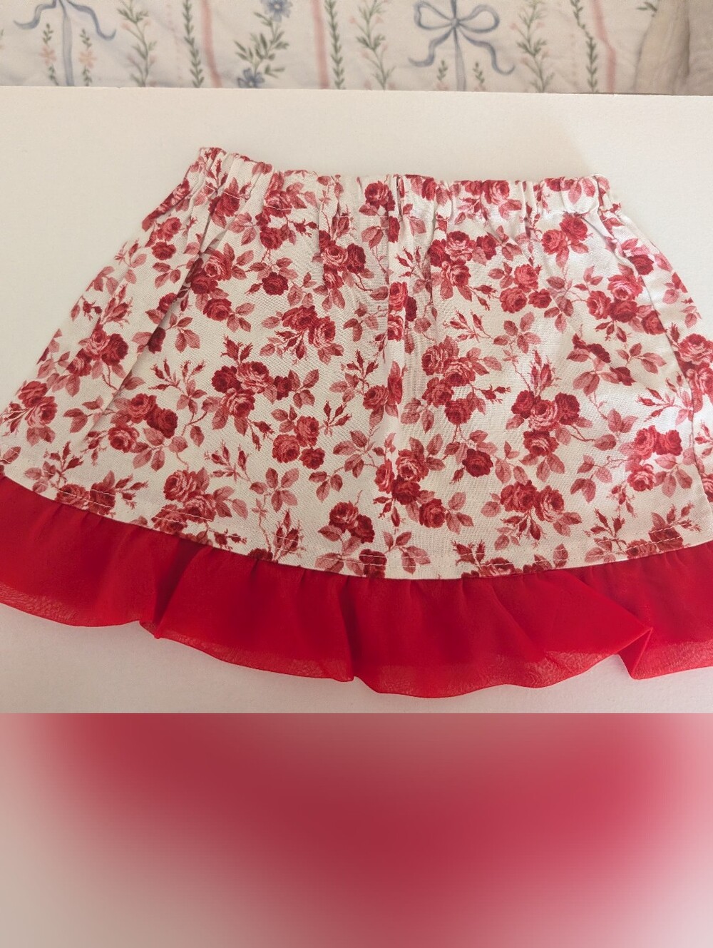 Floral Red Ruffle Hem Baby's Skirt